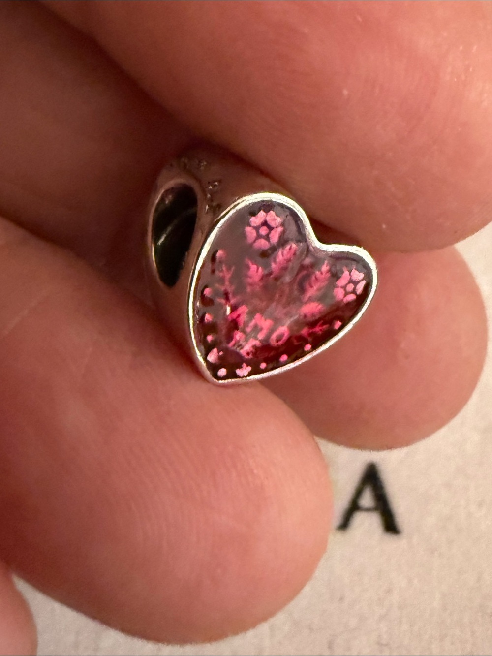 Pandora Pink Floral Heart Enamel Charm
